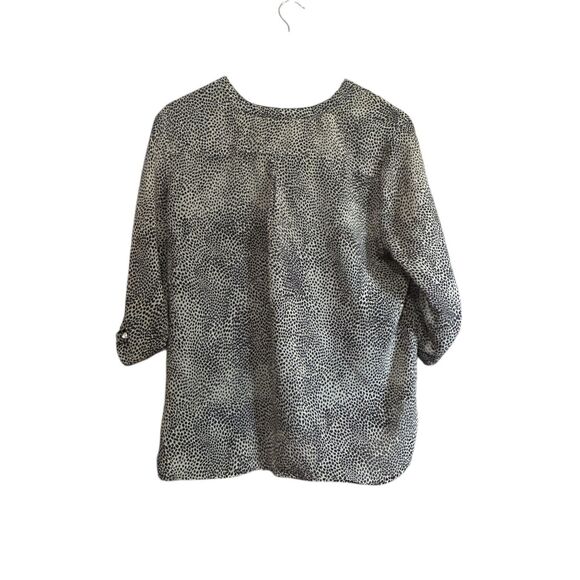 APT. 9 Womens Petite Top Animal Print 3/4 Roll Tab Sleeve Career Blouse - Picture 5 of 5